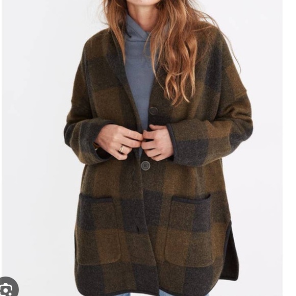 Madewell Sweaters - Madewell Buffalo Check Merino Sweater Jacket